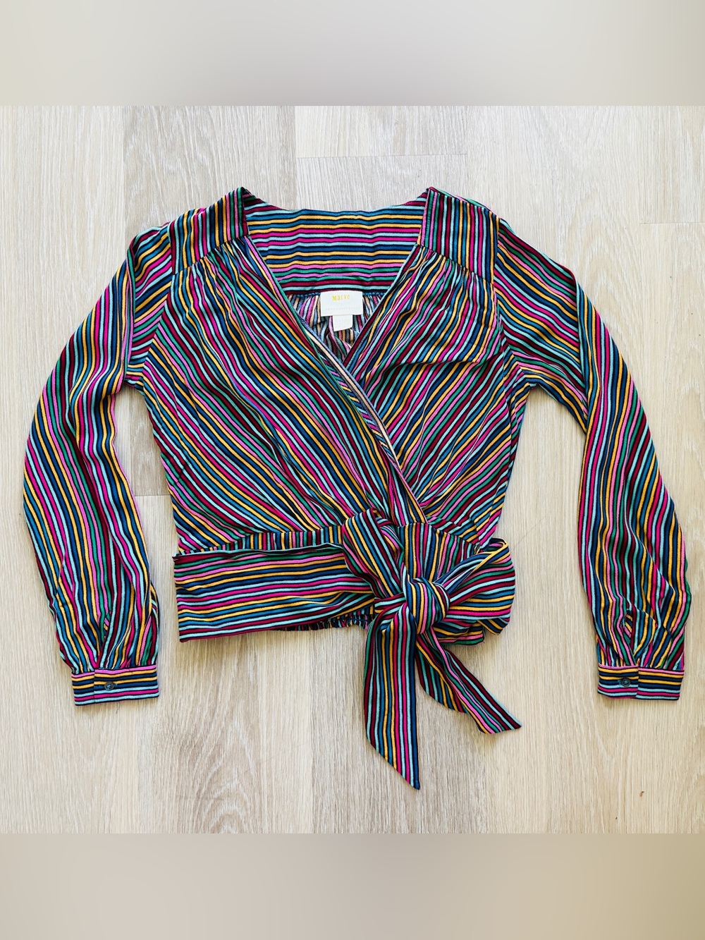 Maeve Anthropologie Multicolor Striped Wrap Tie Blouse - Size 4